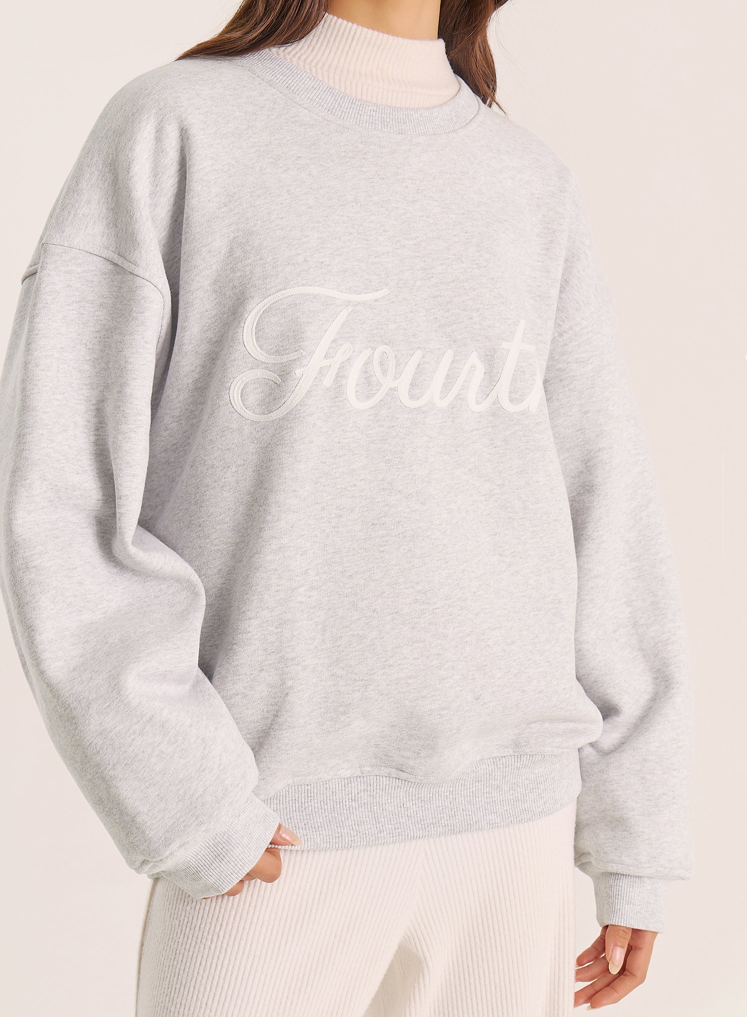 Light Grey Fourth Script Slogan Sweatshirt